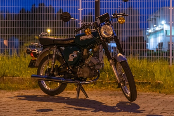 Vintage motorcycle at night